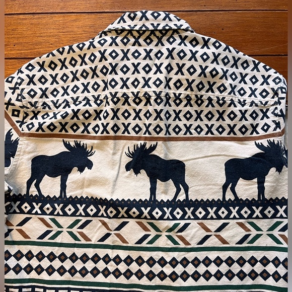 Chaps 1978 Ralph Lauren Aztec Moose Pattern Button Down - Picture 5 of 9